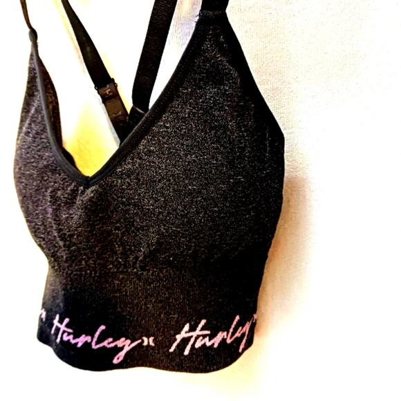 Hurley Signature Sports Bra Size LGRAY Crisscross Back Beach Adjustable Padded - Picture 7 of 11
